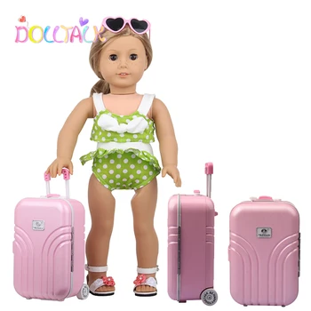 Кукла, Аксесоари Скоростна Куфар За Американската Кукли Пинк Сребърни Кукли Пътен Куфар Подходящи За 18 Инчови Кукли