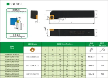 Ъгъл 95 SCLCR0808F06 SCLCR1010H06 SCLCR1212H09/06 SCLCR1616H09 SCLCR2020K09 SCLCR2525M09/12 SCLCR3232P12 SCLCL инструменти за Струговане с ЦПУ
