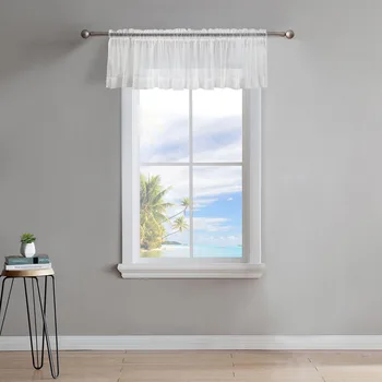 Американската готовата корона полупрозрачни завеси, Скандинавски висококачествено Бяло Прозорец, Обикновен Декоративен завеса от Прежди, Кратък завеса