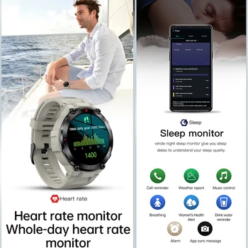 Военни Тактически GPS Smart-Часовници Мъжки Улични IP68 5ATM Водоустойчив Смарт Часовник с Сърдечния Ритъм Фитнес Тракер за мобилен Телефон Samsung IOS