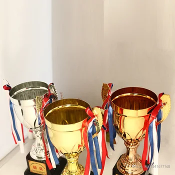 Адаптивни златен сребърен бронзов трофей на шампионата търговска метален непокрита трофей трофей футболен трофей медал сувенирни чаша