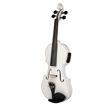 Комплект за електрическа Цигулка от бял масив дърво 4/4 с Смычком, Футляром и канифолью