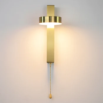 вътрешното led осветление стена с прекъсвач на 9 W златен монтиран на стената лампа спалня хол Скандинавски модерен стенен лампа преминаване стенни аплици
