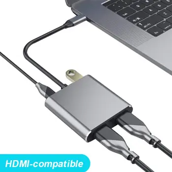 USB Type C Hub Докинг Станция За Лаптоп, HDMI-съвместим Двухэкранный Дисплей USB 3.0 Хъб Адаптер Докинг Станция За HP, DELL, Lenovo Surface