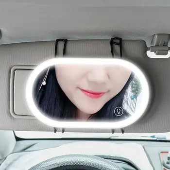 Универсален Led Автомобилно Огледало За Грим С Докосване на ключа, Козирка, Прозрачно Огледало за Суета, Аксесоари за интериора