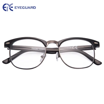 EYEGUARD Кръгла Половината от Метални Рамки на Очила За Четене Кутия Панти Класически Ридеры Унисекс Черно с Твърд Футляром