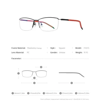 FONEX Чист Титан Рамки За Очила За Мъже Половината от Квадратна Късогледство Оптични Предписани Очила 2021 Нови Полуободковые Очила F1015