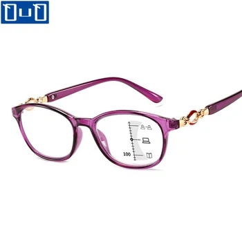 Модни Прогресивно Мультифокальные Очила, Дамски слънчеви Очила с анти-синя светлина, Очила с Рецепта, Очила с Диоптриями + 1,0 ~ + 4,0