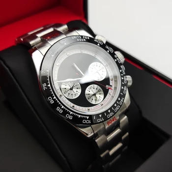 Последната мода бизнес 40 мм quartz chrono Мъжки часовник VK63 движение сапфирен кристал червен циферблат часовник хронограф