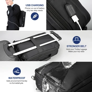 Доживотна гаранция Водоотблъскваща 4-в-1 Бизнес Чанта за 15,6 инча Мъжки Многофункционално USB Зареждане Раница За Лаптоп Мъжки Mochila