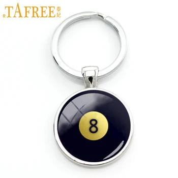 TAFREE Номер 8 билярдна топка ключодържател черно осем топки билярд снимка ключодържател всекидневни, спортни мъжки бижута топката фенове KC564