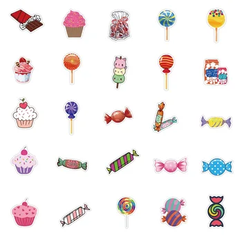 50 БР Цветни Бонбони Етикети с Графити САМ Класически детски Играчки Детски Велосипед Пътнически Багаж, Китара Водоустойчиви Стикери От PVC