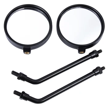 2 елемента на едно Гише Мотоциклетное Черно Кръгло Огледало Подходящ За Повечето огледала за обратно виждане с Диаметър 10 мм, Странични Огледала