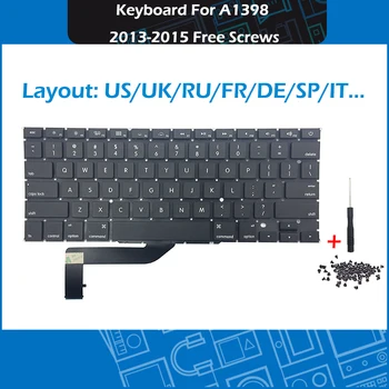 Нов Лаптоп на САЩ, Великобритания Испански Френски Руски Немски Португалски A1398 Клавиатурата За Macbook Pro 15 Retina 