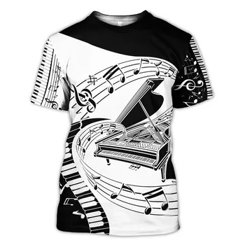 SONSPEE 3D Принт Harajuku Пиано Дизайн на Тениска Лятна Мода Ежедневното За Мъже Къс Ръкав За Жени, Унисекс Градинска Тениска Тениски, Потници