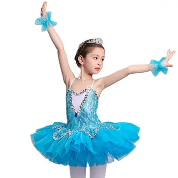 Небето е Синя Професионална Балетната Поличка За Момичета, Детски Балетната Поличка С Пайети, Детски Танцов Вечерни Рокли, костюми За Момичета